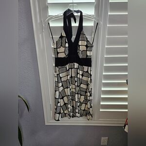 Vintage Black and White Halter Dress Size Medium